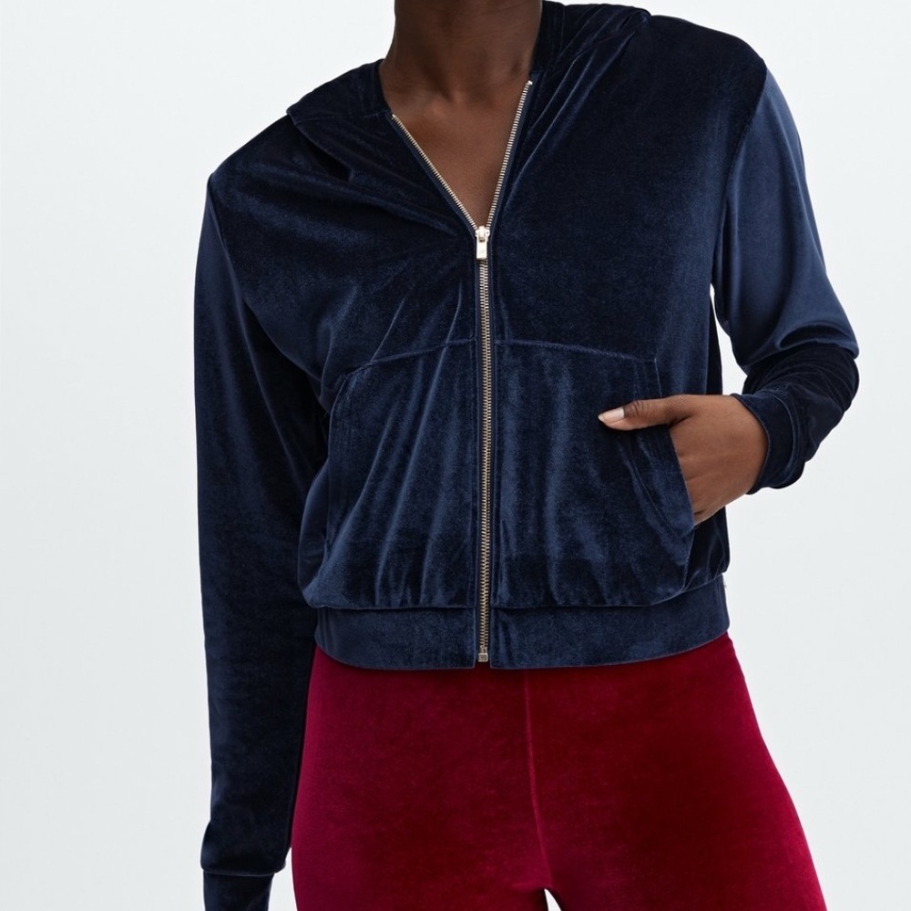 Fabletics Midnight Blue Velvet Donna Velour Hoodie